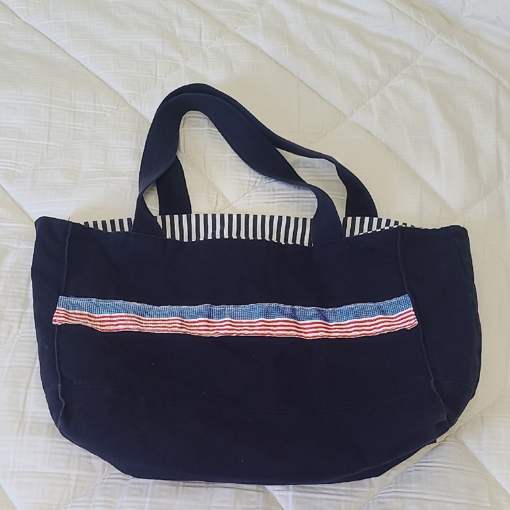 American Flag Navy Blue Tote Bag